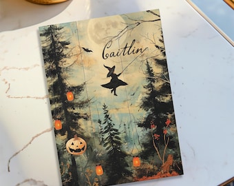 Custom Witch Forest Journal: Vintage Style Halloween Lined Notebook