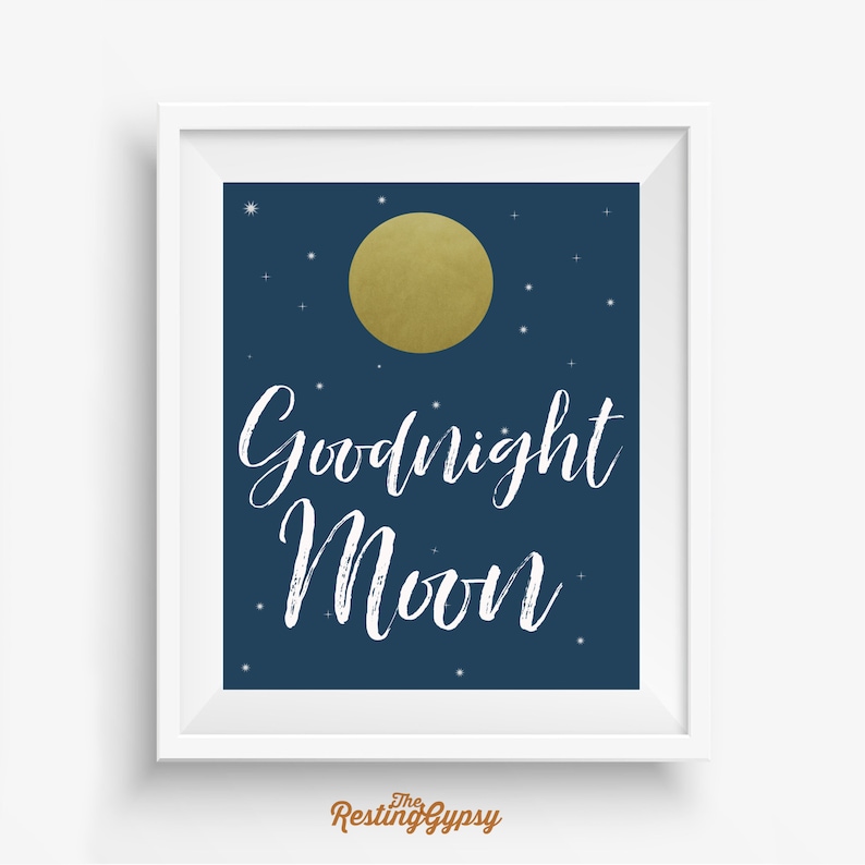GOODNIGHT MOON Sign Printable Moon and Stars Print - Etsy