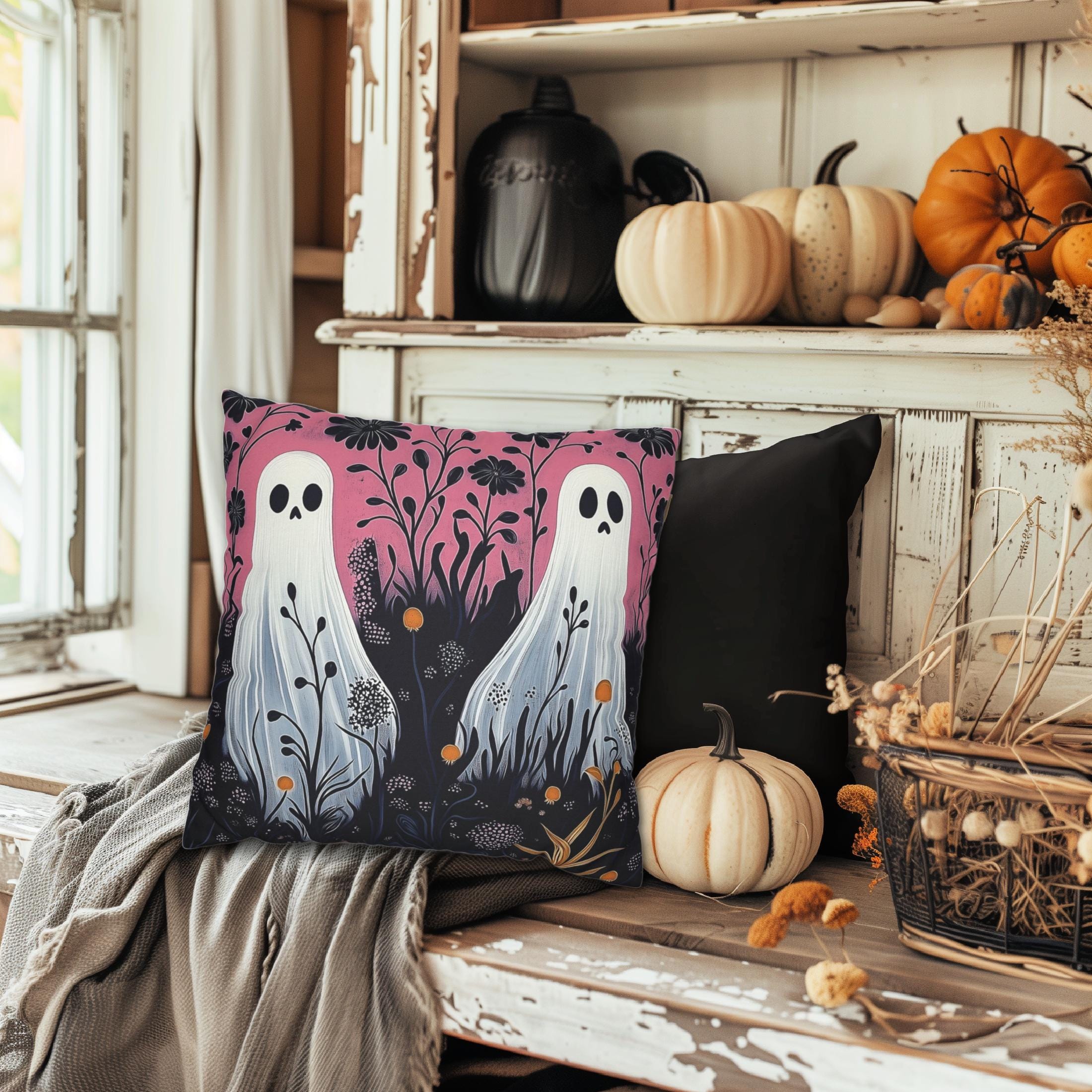 Cuscini Decorativi Per Halloween - Set Di 3: Fantasma, Zucca, Gatto Nero - Morbidi E Lavabili