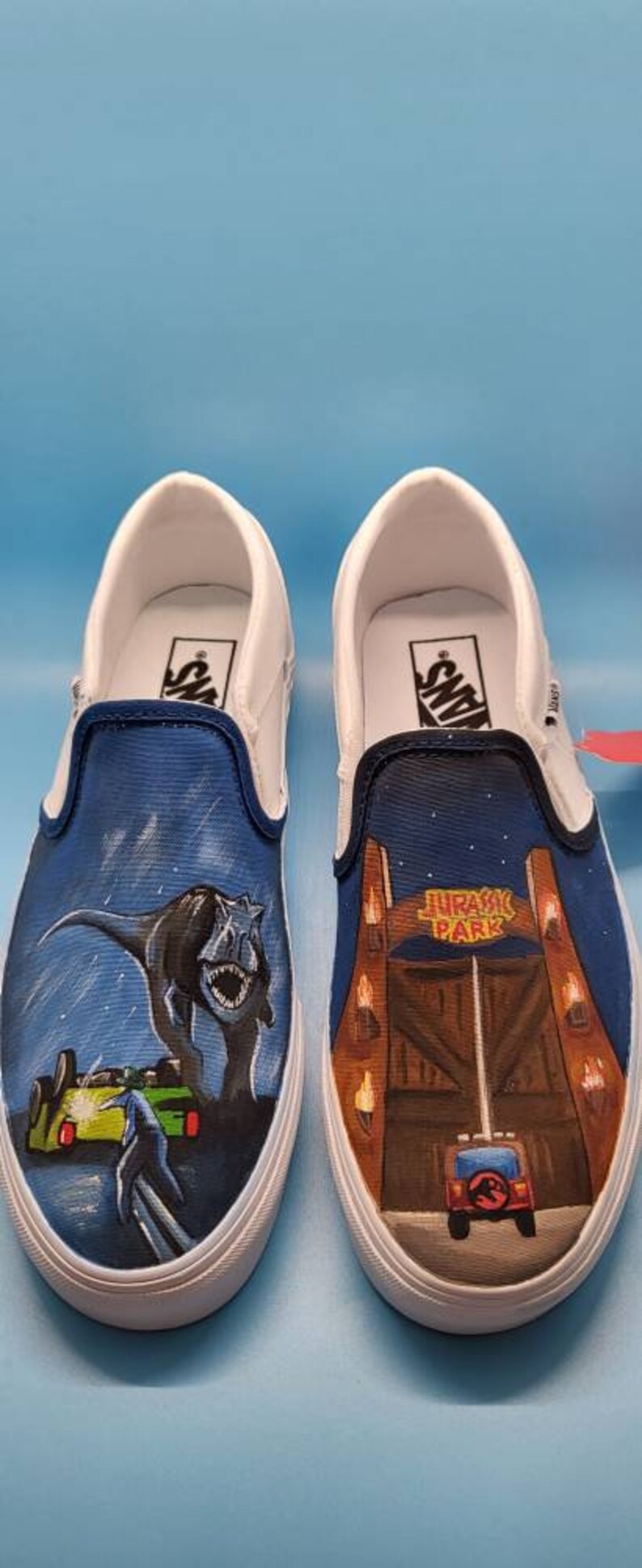 Dinosaur Theme Custom Vans Adult Hand Painted Personalized Etsy