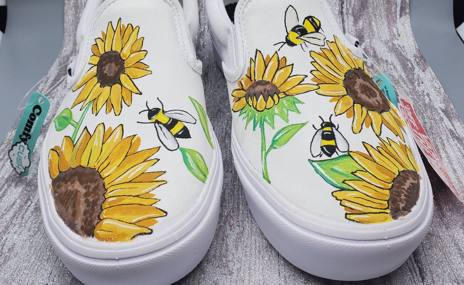 Custom Vans/custom Sneakers Sunflower/embroidered Vans 