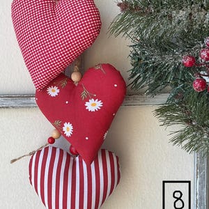 Guirlande de coeurs en coton faite main, décoration de la Saint-Valentin, 18" de long