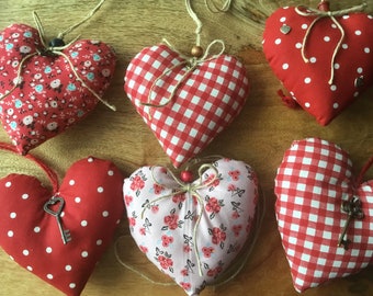 Handmade Fabric Heart Ornament, Valentine's Day Decor