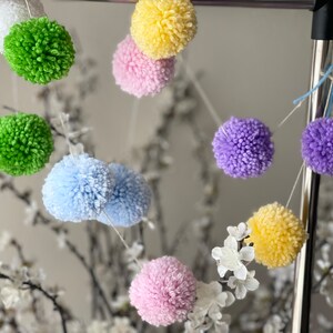 Baby Shower Decor,Spring Decor,Yarn Pompom Garland,Beautiful Pom Pom Garland,Party Decor,Wall Hanging,Wedding Decor,Birthday Decor,
