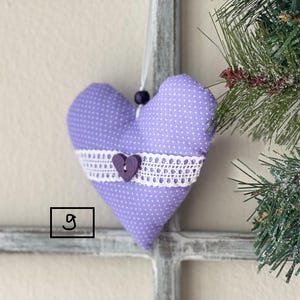 Ornement coeur en coton fait main, décor de ferme