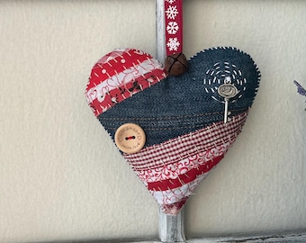 Denim Heart Decor,Vintage Style,Gift,Door Hanger,Handmade,Birthday Gift,Love