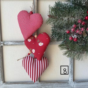 Handgemachte Baumwollherz-Girlande, Valentinstagdekor, 45 cm lang