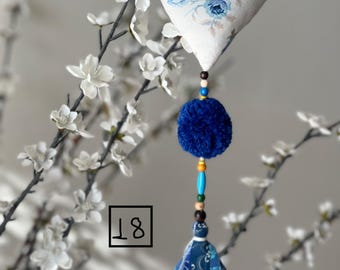 Vintage Fabric Heart Ornament, Boho Farmhouse Decor