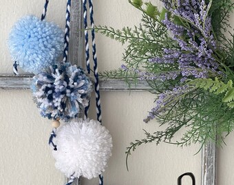 Colorful Pom Pom Bouquet, Farmhouse Wall Hanging Decor