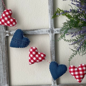 Ghirlanda di cuori, decorazioni per baby shower, decorazioni per matrimoni, decorazioni per feste, cuori di jeans, decorazioni da parete,