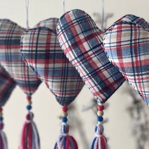 4th of July Heart,4th of July Decor,Door Knob,Christmas Hearts,Vintage Fabric Heart,Heart Ornament,Christmas ornament,,Love