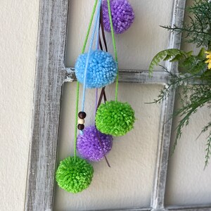 Door Knob,Pom-Pom Door Knob Hanging,Boho Style Decor,Wall Hanging,Handmade,Bag Charm,Party Decor,Home Decor,Beach Bag Pom Poms