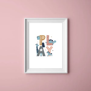 Play, Stampe cameretta, Decorazioni cameretta, Print, Children's Wall Art, Nursery Decor, Kids Wall Art