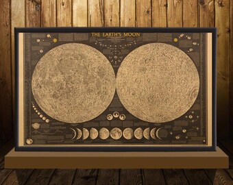 VINTAGE 1965 USAF LUNAR MOON MAP A3 POSTER PRINT