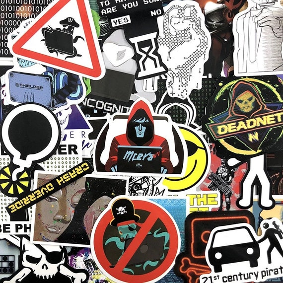 70 Pcs Computer Hackers Stickers Pack Internet Hacker Vinyl Decals Laptop Stickers Computer Programming Luggage Stickers TS9082