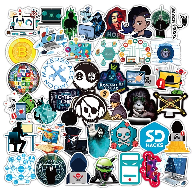 70 Pcs Computer Hackers Stickers Pack Internet Hacker Vinyl Decals Laptop Stickers Computer Programming Luggage Stickers TS9082