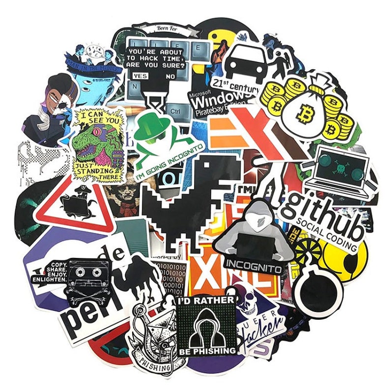 70 Pcs Computer Hackers Stickers Pack Internet Hacker Vinyl Decals Laptop Stickers Computer Programming Luggage Stickers TS9082