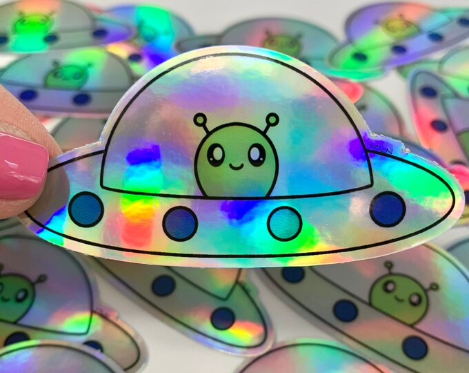 Holographic Alien Sticker Alien Space Holographic Sticker Waterproof ...
