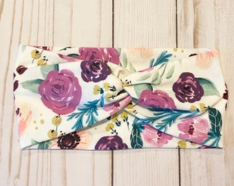 Baby Girl Floral Headband, Toddler Girl Headband, Teen Headband, Fashion Headband, Stretchy Headband, Twisted Headband, Gifts for Teens