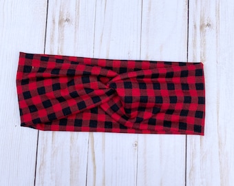 Buffalo Plaid Print Headband, Fall Headband, Women's Headband, Fashion Headband, Stretchy Headband, Twisty Headband, Gifts For Her