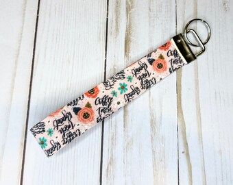 Teacher Keychain, Eat Sleep Teach Repeat KeyFob Wristlet, Keychain Wristlet Key Fob, Teacher Gift, Gift For Her, Birthday Gift for Her