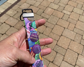 Feminist Keychain, Liberal Keychain, Fabric Key Fob, Liberal Keychain, Feminist Gifts, Liberal Gifts