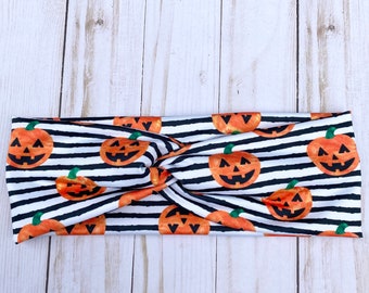 Women’s Halloween Headband, Fall Headband, Pumpkin Leopard Headband, Fashion Headband, Stretchy Headband, Gift For Her, Gift for Teen