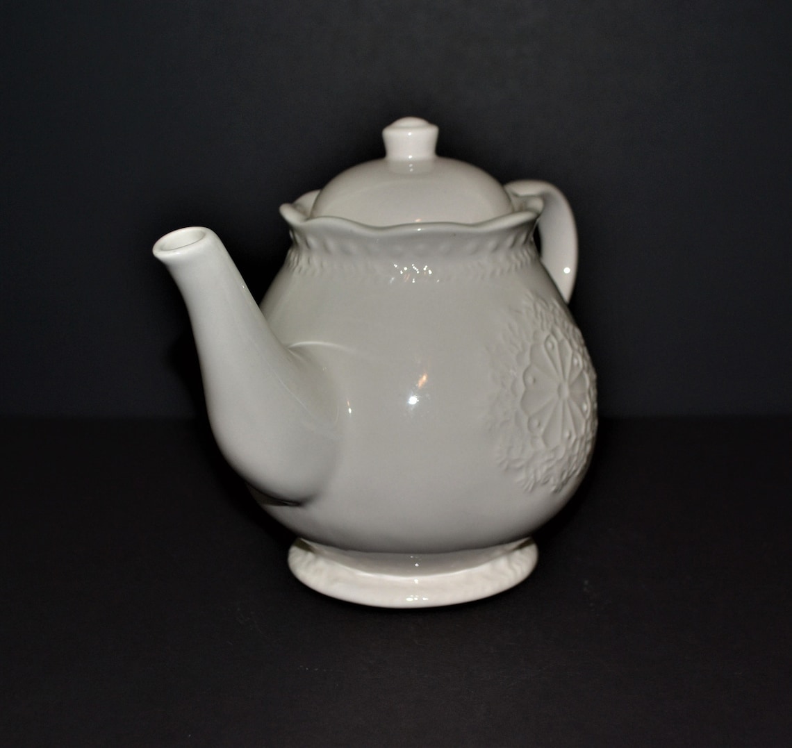 Vintage Burton and Burton off White Teapot With Embossed Etsy