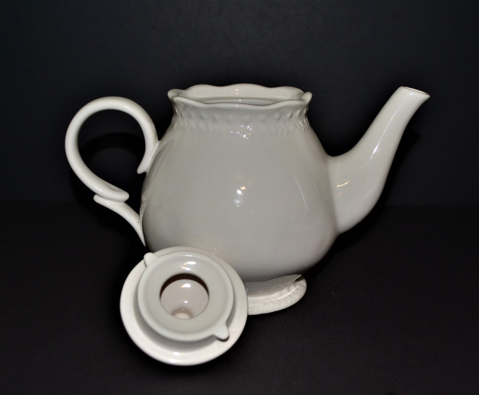 Vintage Burton and Burton off White Teapot With Embossed Etsy