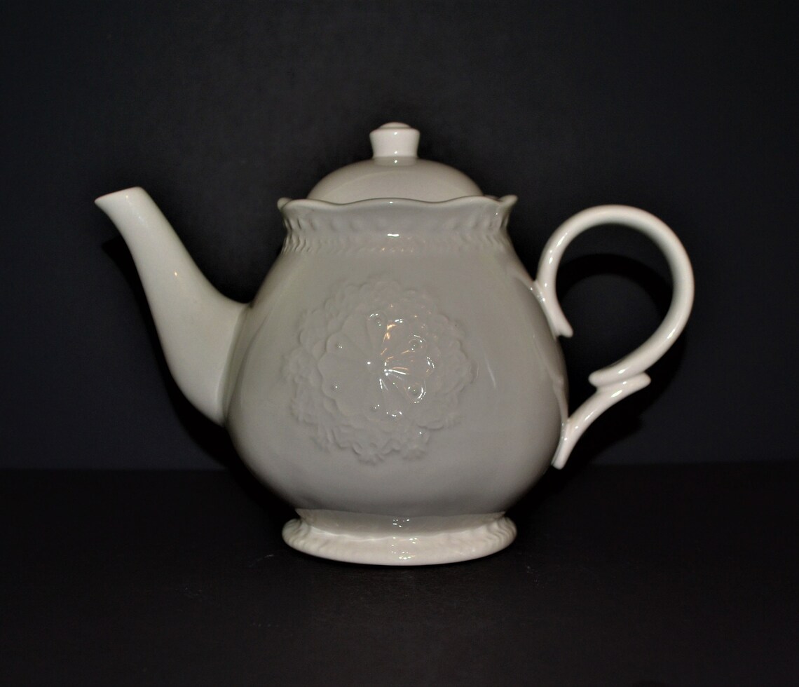Vintage Burton and Burton off White Teapot With Embossed Etsy