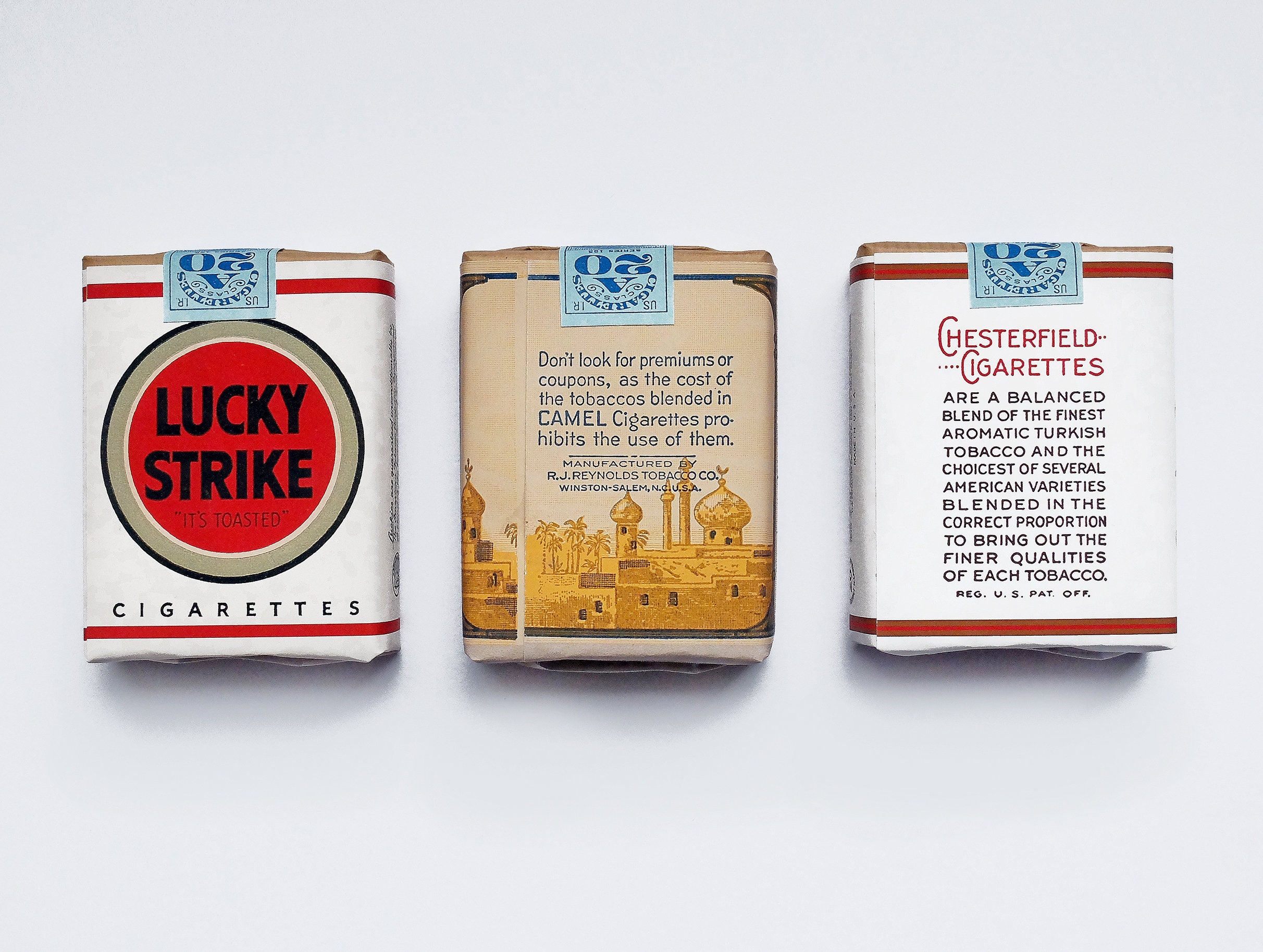 3 Repro 1940s Era Cigarette Packets US Lucky Strike Camel | Etsy