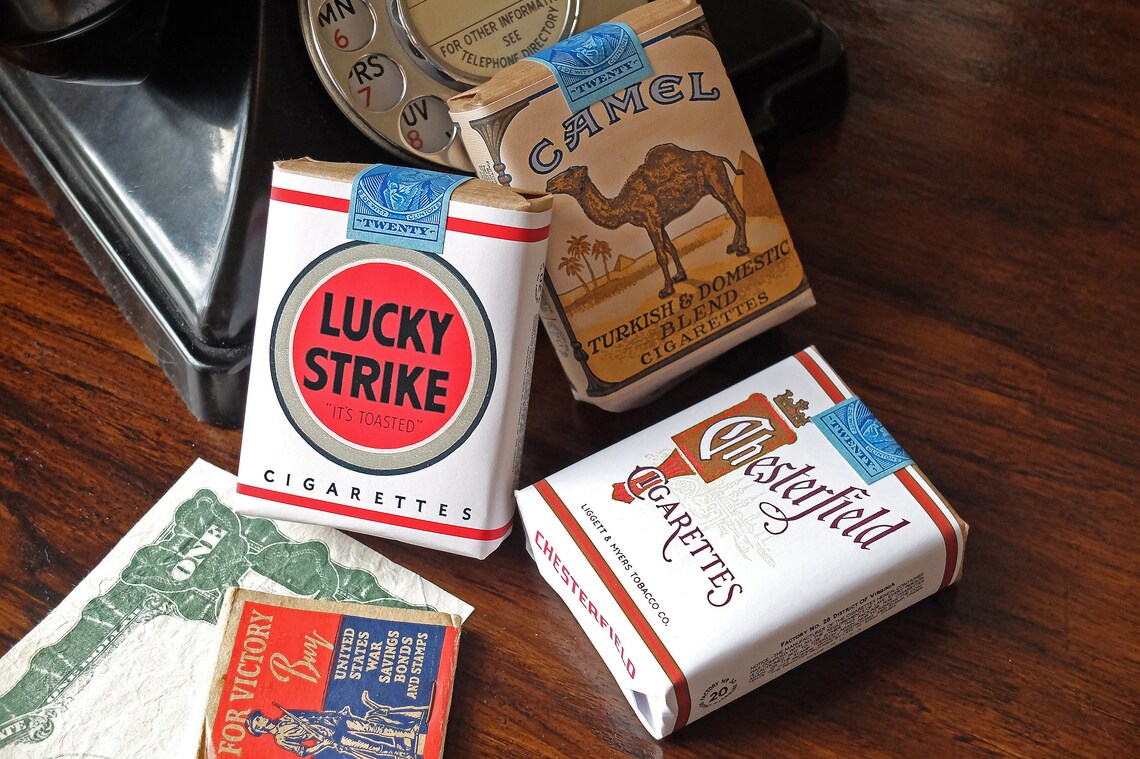 3 Repro 1940s Era Cigarette Packets Us Lucky Strike Camel | Etsy