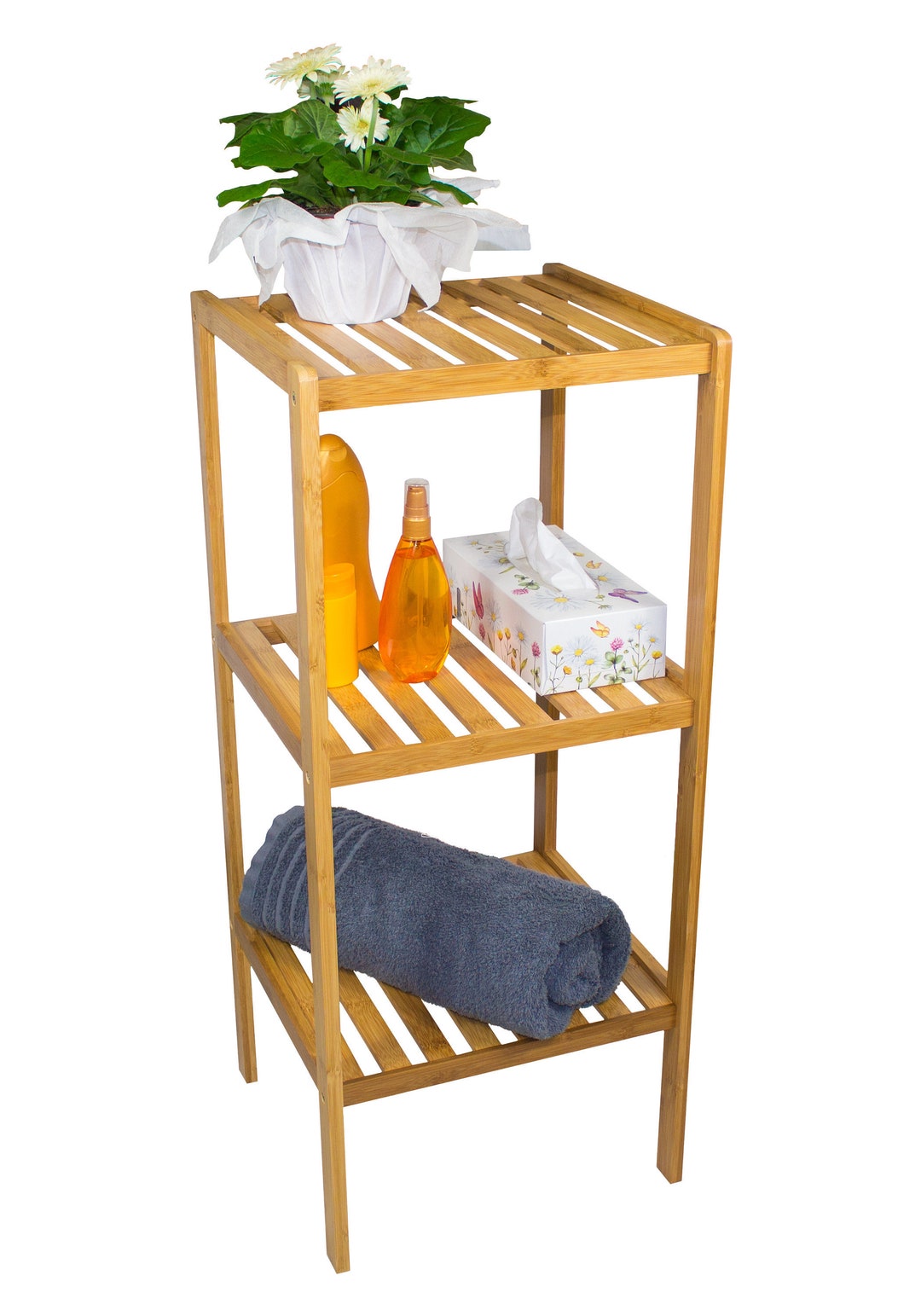 Bambus-Standregal Mit 5 Böden – Badregal, Küchenregal, 130 Cm Hoch, Massiv & Höhenverstellbar
