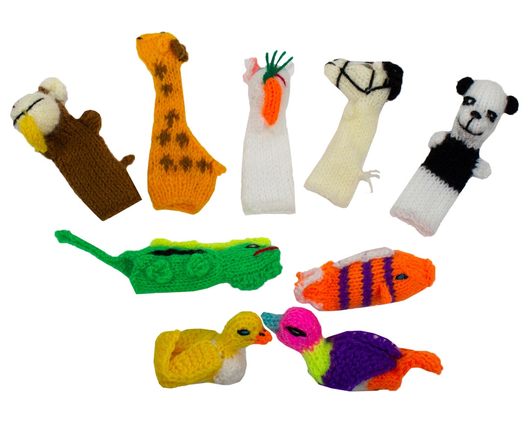 5 Finger Puppets Hand Puppets for Kids Hand Knitted Children's Toys Animal Figurines Etsy