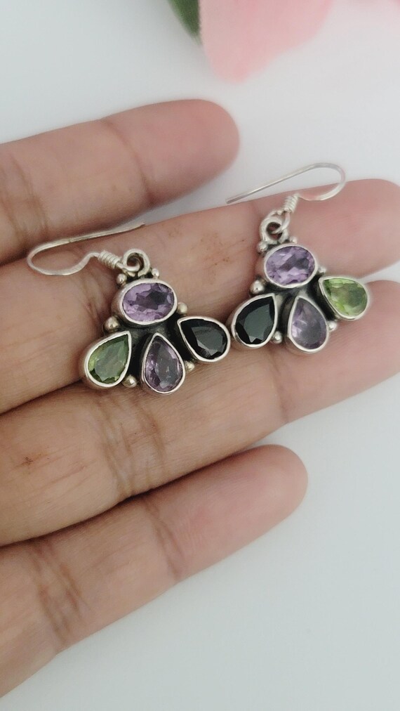 Vintage 925 Solid Sterling Silver Dangle Earrings… - image 7