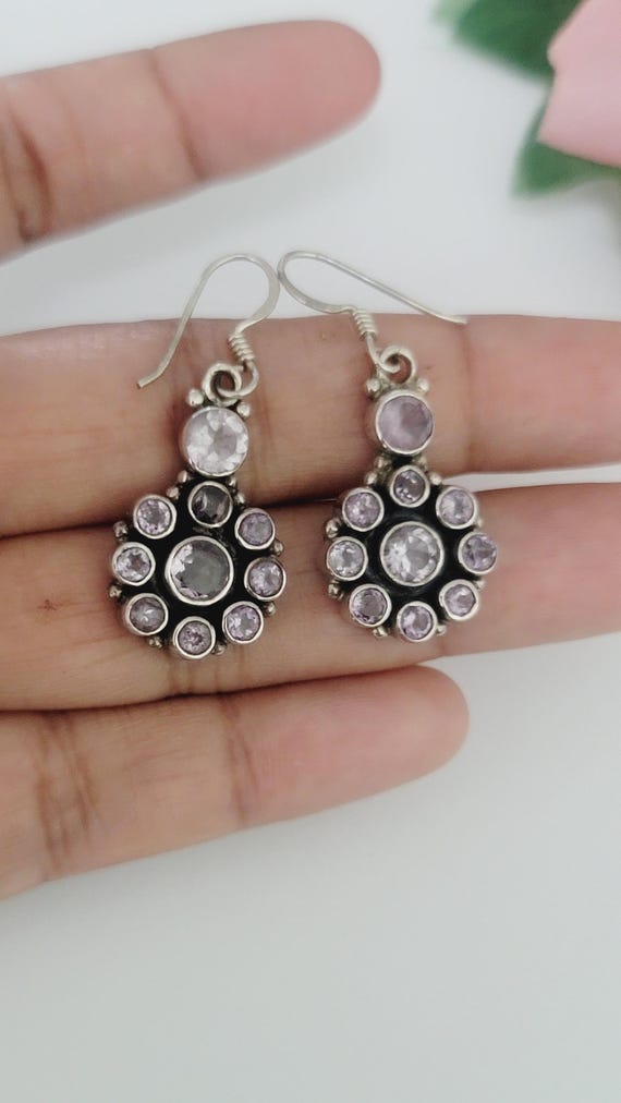 Vintage 925 Solid Sterling Silver Dangle Earrings… - image 3