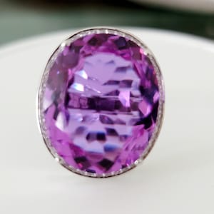 Huge Oval Cut Alexandrite Color changing Gemstone S925 Sterling Silver Ring