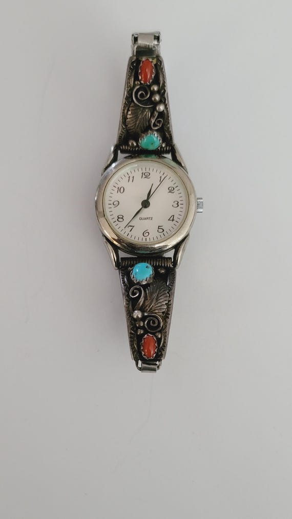 SK Signed Vintage Navajo Sterling Silver Watch