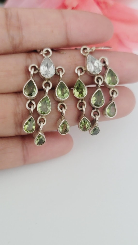 Vintage 925 Solid Sterling Silver Dangle Earrings… - image 1