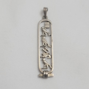 Vintage Egyptian Sterling Silver Cartouche Name Necklace Pendant