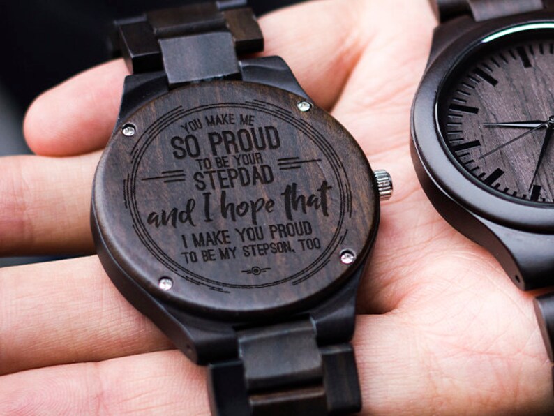 Wood Engraved Mens Watch Personalized Wood Watch for Him Etsy