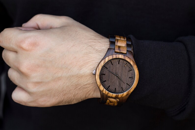 Wood Engraved Mens Watch Personalized Wood Watch for Him Etsy