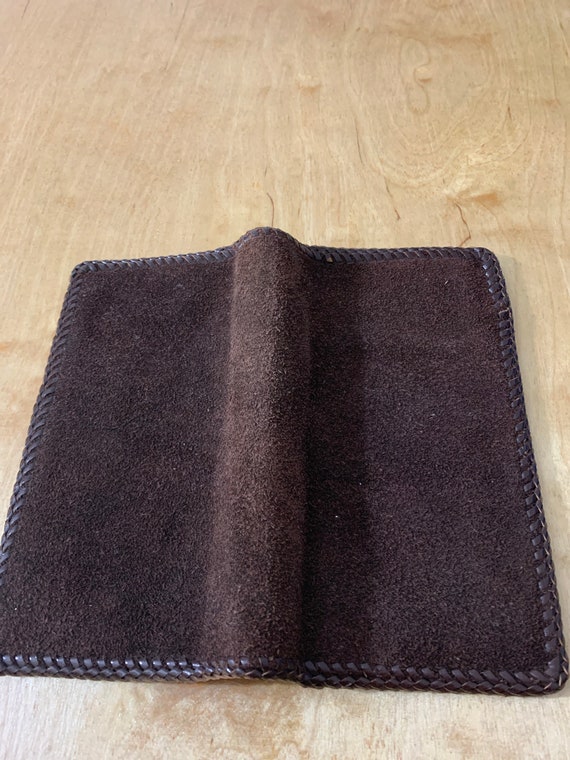 Vintage Handmade Leather Wallet Checkbook Cover 7… - image 4