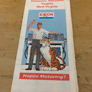 Vintage Exxon 1978 Delaware, Maryland, Virginia & West Virginia Highway Map