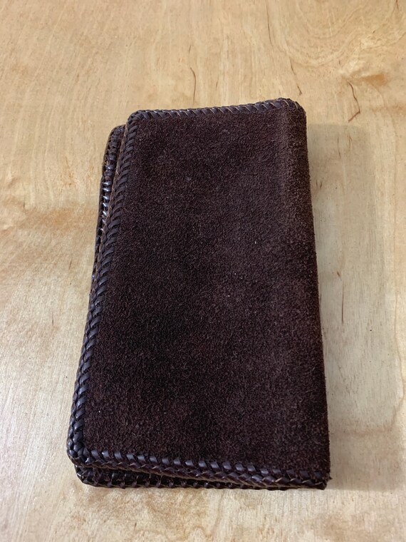 Vintage Handmade Leather Wallet Checkbook Cover 7… - image 3