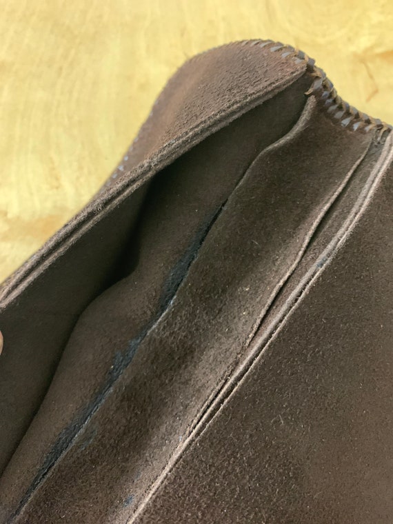 Vintage Handmade Leather Wallet Checkbook Cover 7… - image 5