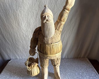 ヴィンテージ サンタクロース ストローウッド フォークアート 19インチ