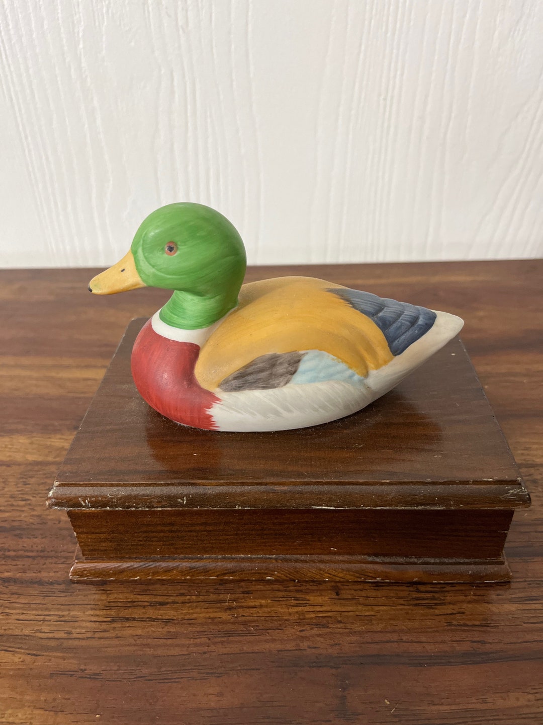 Vintage Mallard Duck Playing Card Wood Case Box 6 X 4.5 X 5 Etsy