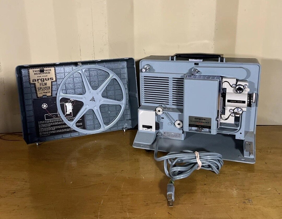 Argus Showmaster Vtg ARGUS Showmaster 500Z Model Single-8mm Film Movie Projector Power ...