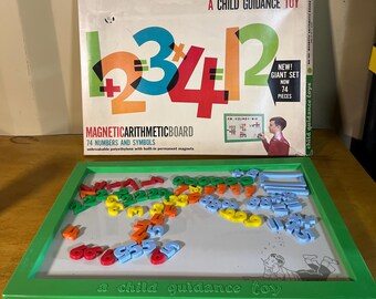 Vintage Child Guidance Toy magnetic Arithmatic Board Numbers And Symbols